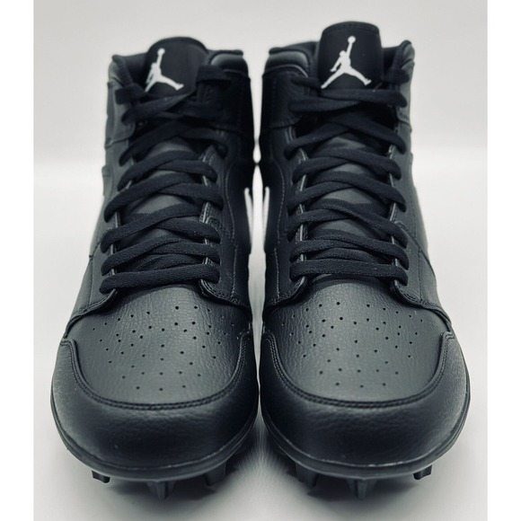 NEW Nike Jordan 1 Mid TD Football Cleats Black White FJ6805-001 Mens Size Multi - Picture 2 of 6